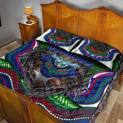 New Zealand Warriors Quilt Bed Set The Scream of Lightning Eyes - Indigenous Dot Ripping Effect