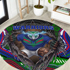New Zealand Warriors Round Carpet The Scream of Lightning Eyes - Indigenous Dot Ripping Effect