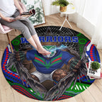 New Zealand Warriors Round Carpet The Scream of Lightning Eyes - Indigenous Dot Ripping Effect