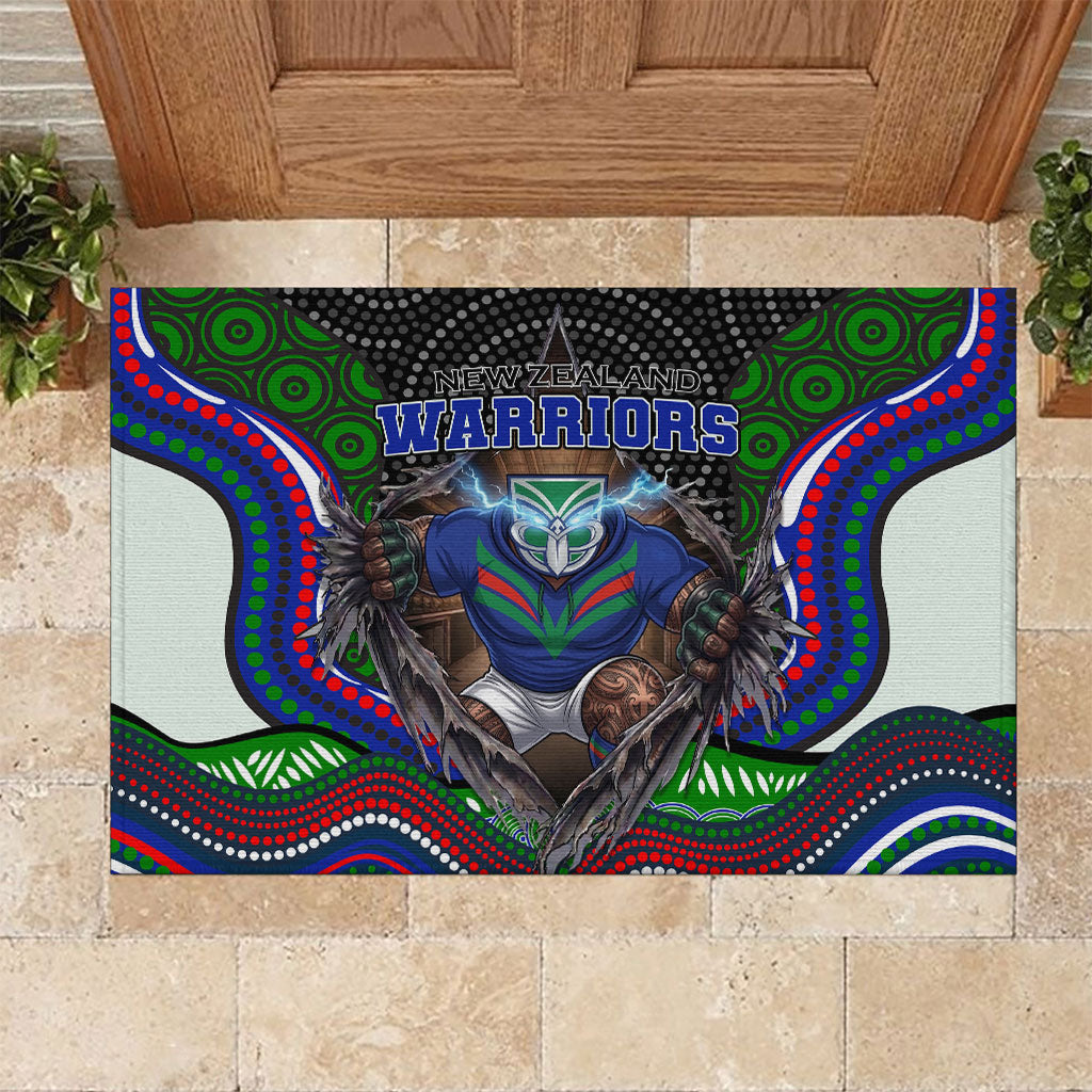 New Zealand Warriors Rubber Doormat The Scream of Lightning Eyes - Indigenous Dot Ripping Effect