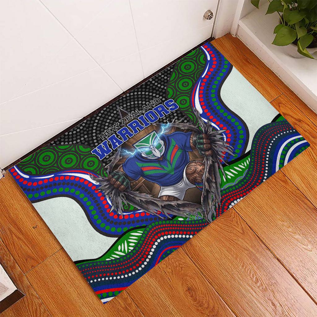 New Zealand Warriors Rubber Doormat The Scream of Lightning Eyes - Indigenous Dot Ripping Effect