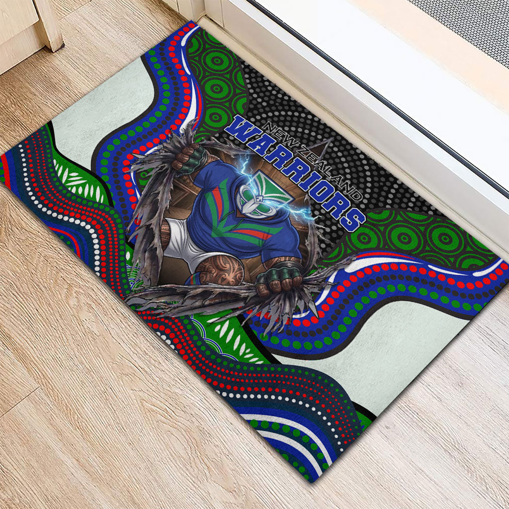 New Zealand Warriors Rubber Doormat The Scream of Lightning Eyes - Indigenous Dot Ripping Effect