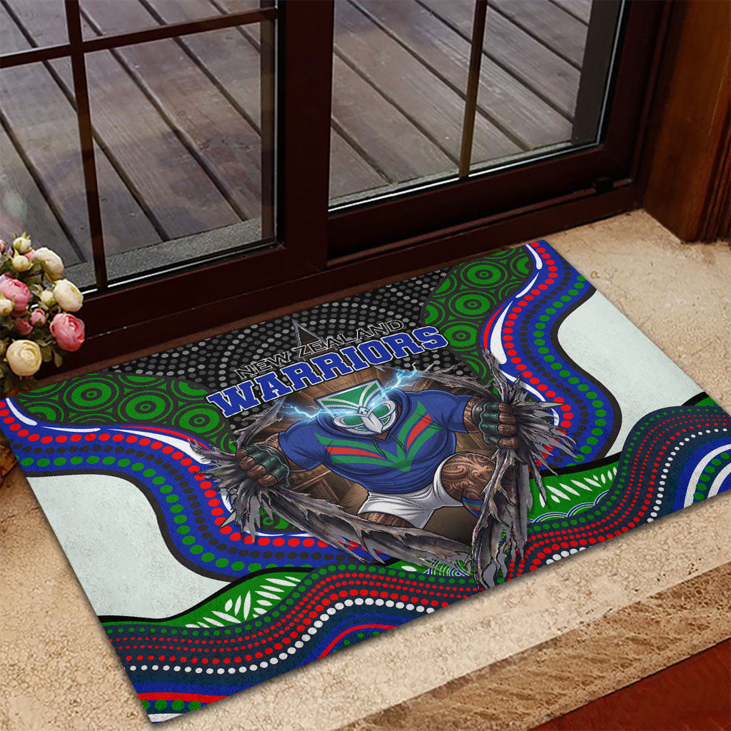New Zealand Warriors Rubber Doormat The Scream of Lightning Eyes - Indigenous Dot Ripping Effect