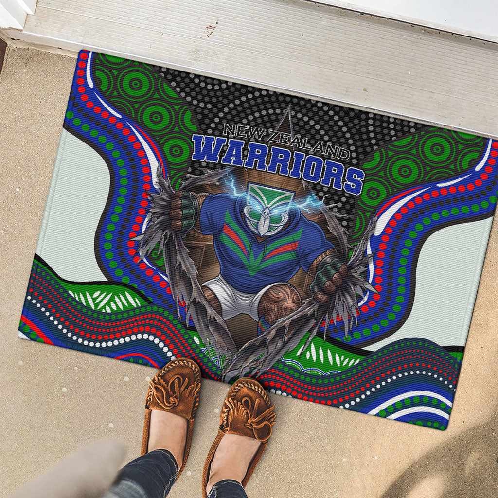New Zealand Warriors Rubber Doormat The Scream of Lightning Eyes - Indigenous Dot Ripping Effect