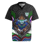 New Zealand Warriors Rugby Jersey The Scream of Lightning Eyes - Indigenous Dot Ripping Effect
