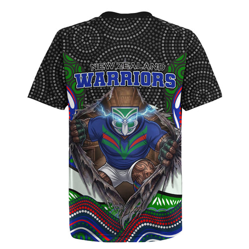 New Zealand Warriors Rugby Jersey The Scream of Lightning Eyes - Indigenous Dot Ripping Effect