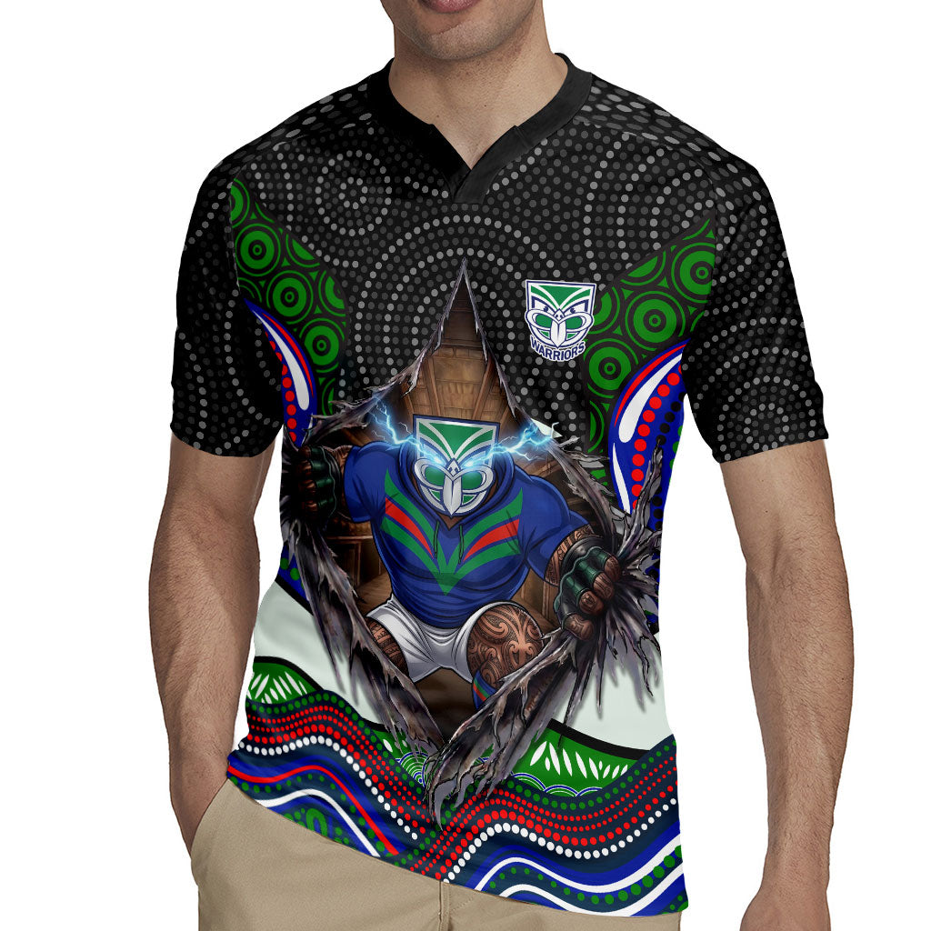New Zealand Warriors Rugby Jersey The Scream of Lightning Eyes - Indigenous Dot Ripping Effect