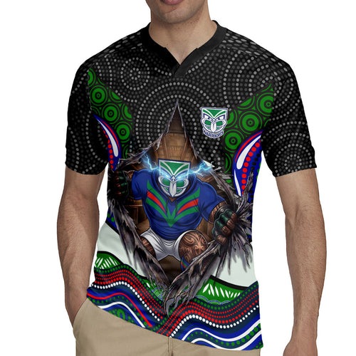 New Zealand Warriors Rugby Jersey The Scream of Lightning Eyes - Indigenous Dot Ripping Effect