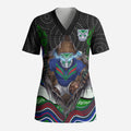New Zealand Warriors Scrub Top The Scream of Lightning Eyes - Indigenous Dot Ripping Effect