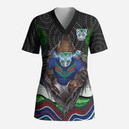 New Zealand Warriors Scrub Top The Scream of Lightning Eyes - Indigenous Dot Ripping Effect