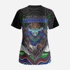 New Zealand Warriors Scrub Top The Scream of Lightning Eyes - Indigenous Dot Ripping Effect