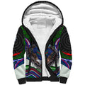 New Zealand Warriors Sherpa Hoodie The Scream of Lightning Eyes - Indigenous Dot Ripping Effect