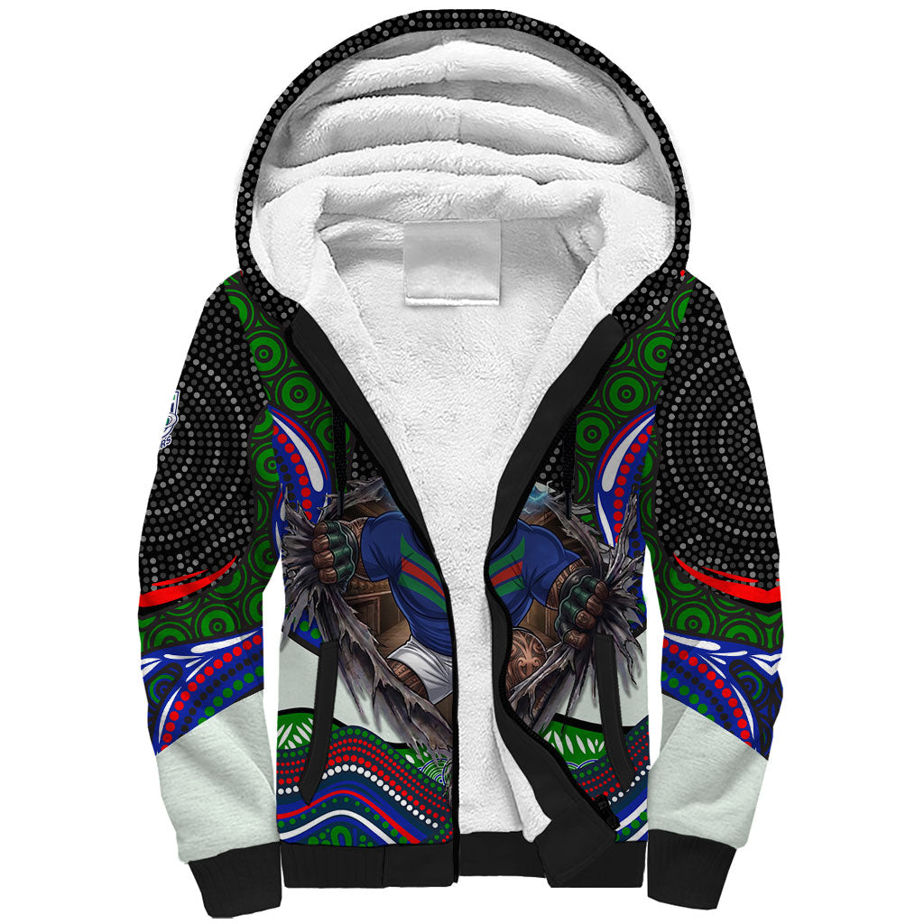 New Zealand Warriors Sherpa Hoodie The Scream of Lightning Eyes - Indigenous Dot Ripping Effect