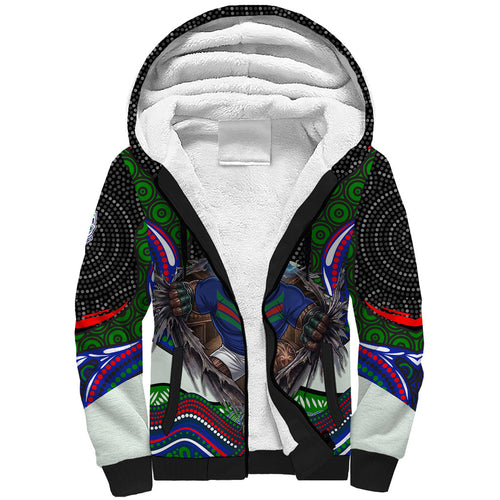 New Zealand Warriors Sherpa Hoodie The Scream of Lightning Eyes - Indigenous Dot Ripping Effect