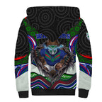 New Zealand Warriors Sherpa Hoodie The Scream of Lightning Eyes - Indigenous Dot Ripping Effect