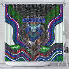 New Zealand Warriors Shower Curtain The Scream of Lightning Eyes - Indigenous Dot Ripping Effect