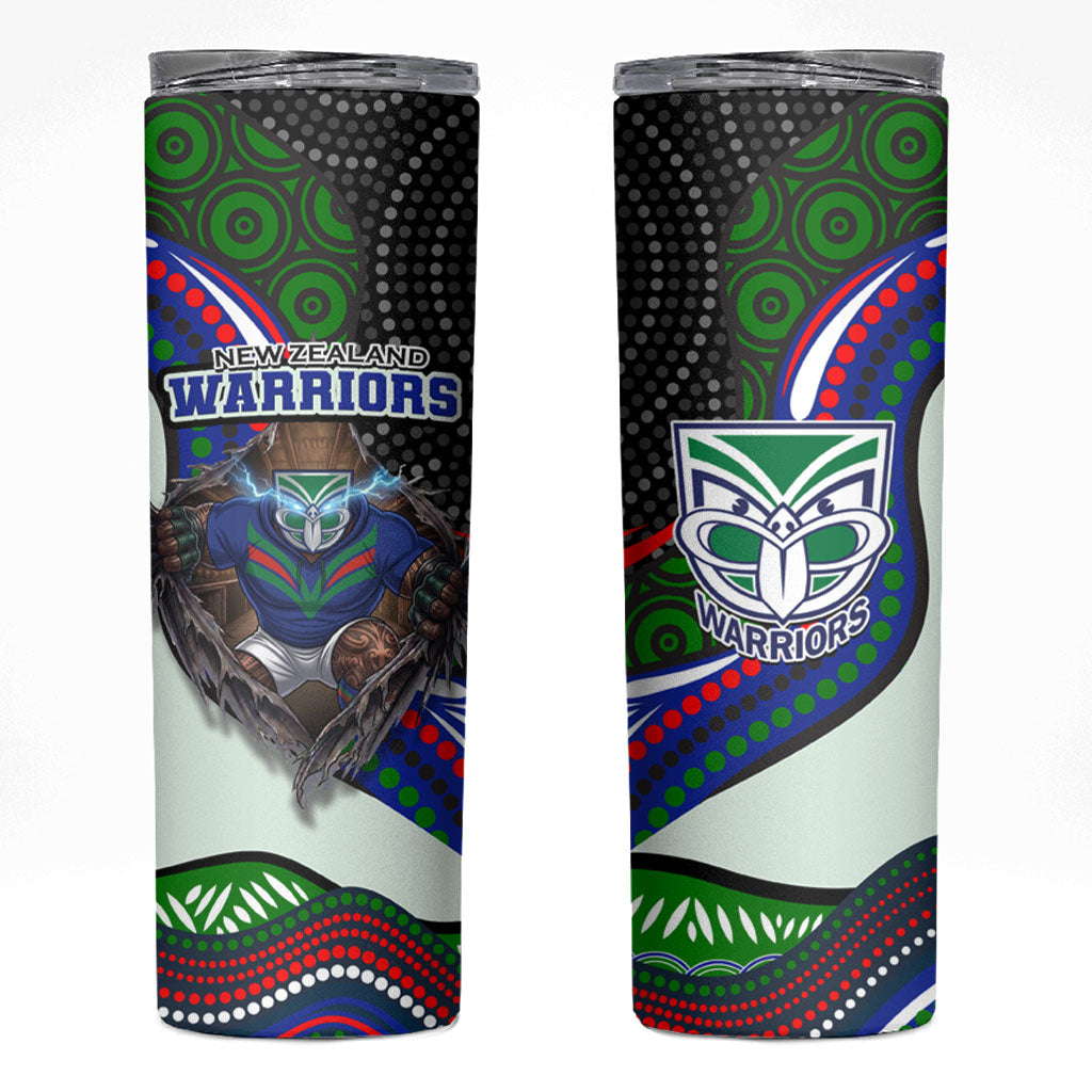 New Zealand Warriors Skinny Tumbler The Scream of Lightning Eyes - Indigenous Dot Ripping Effect