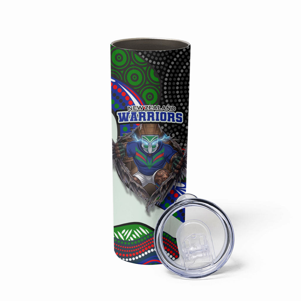 New Zealand Warriors Skinny Tumbler The Scream of Lightning Eyes - Indigenous Dot Ripping Effect