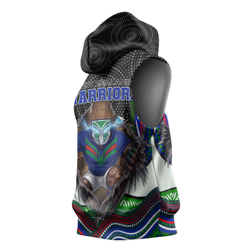 New Zealand Warriors Sleeveless Hoodie The Scream of Lightning Eyes - Indigenous Dot Ripping Effect