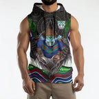 New Zealand Warriors Sleeveless Hoodie The Scream of Lightning Eyes - Indigenous Dot Ripping Effect