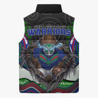 New Zealand Warriors Sleeveless Puffer Jacket The Scream of Lightning Eyes - Indigenous Dot Ripping Effect