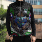 New Zealand Warriors Sleeveless Puffer Jacket The Scream of Lightning Eyes - Indigenous Dot Ripping Effect