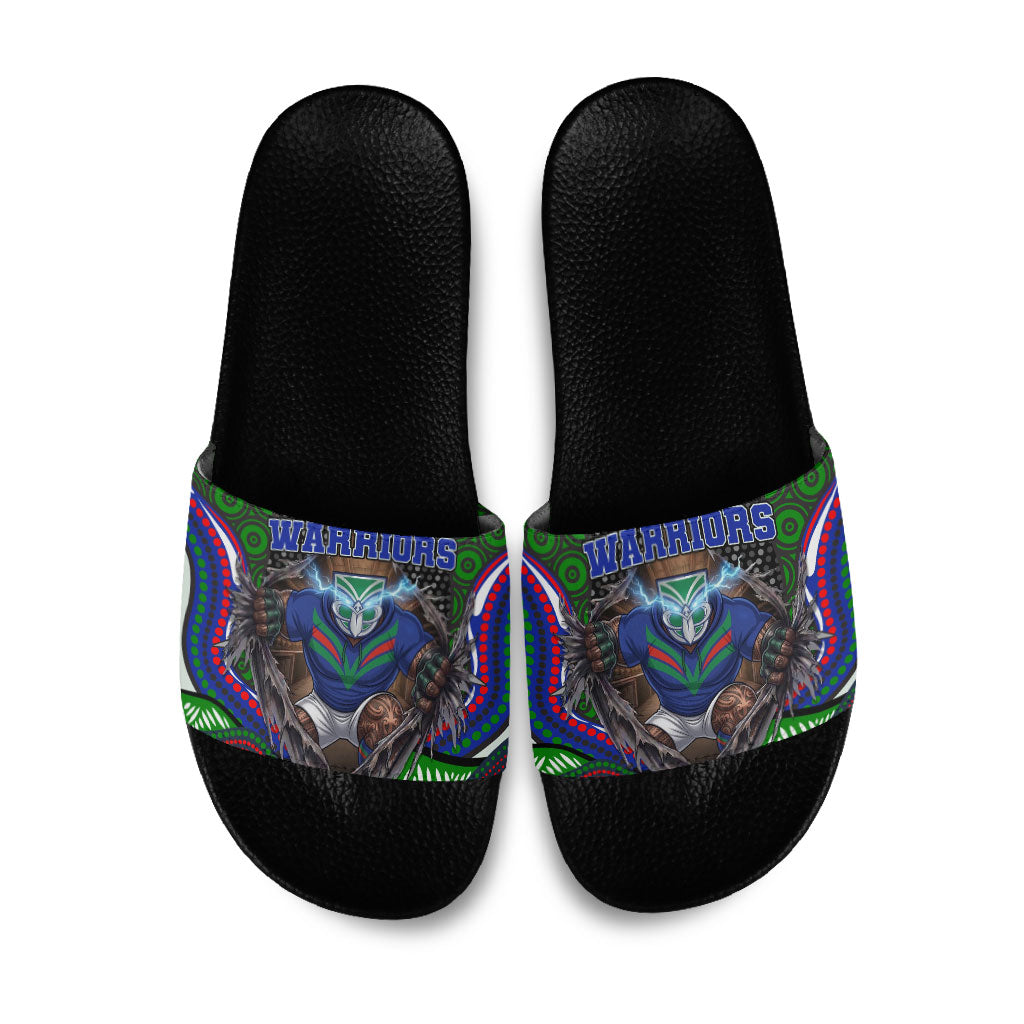 New Zealand Warriors Slide Sandals The Scream of Lightning Eyes - Indigenous Dot Ripping Effect