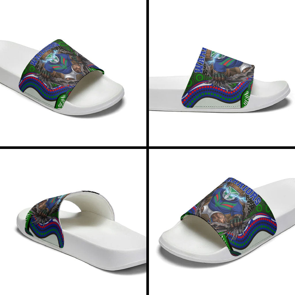 New Zealand Warriors Slide Sandals The Scream of Lightning Eyes - Indigenous Dot Ripping Effect