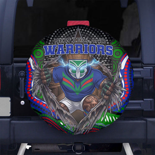 New Zealand Warriors Spare Tire Cover The Scream of Lightning Eyes - Indigenous Dot Ripping Effect