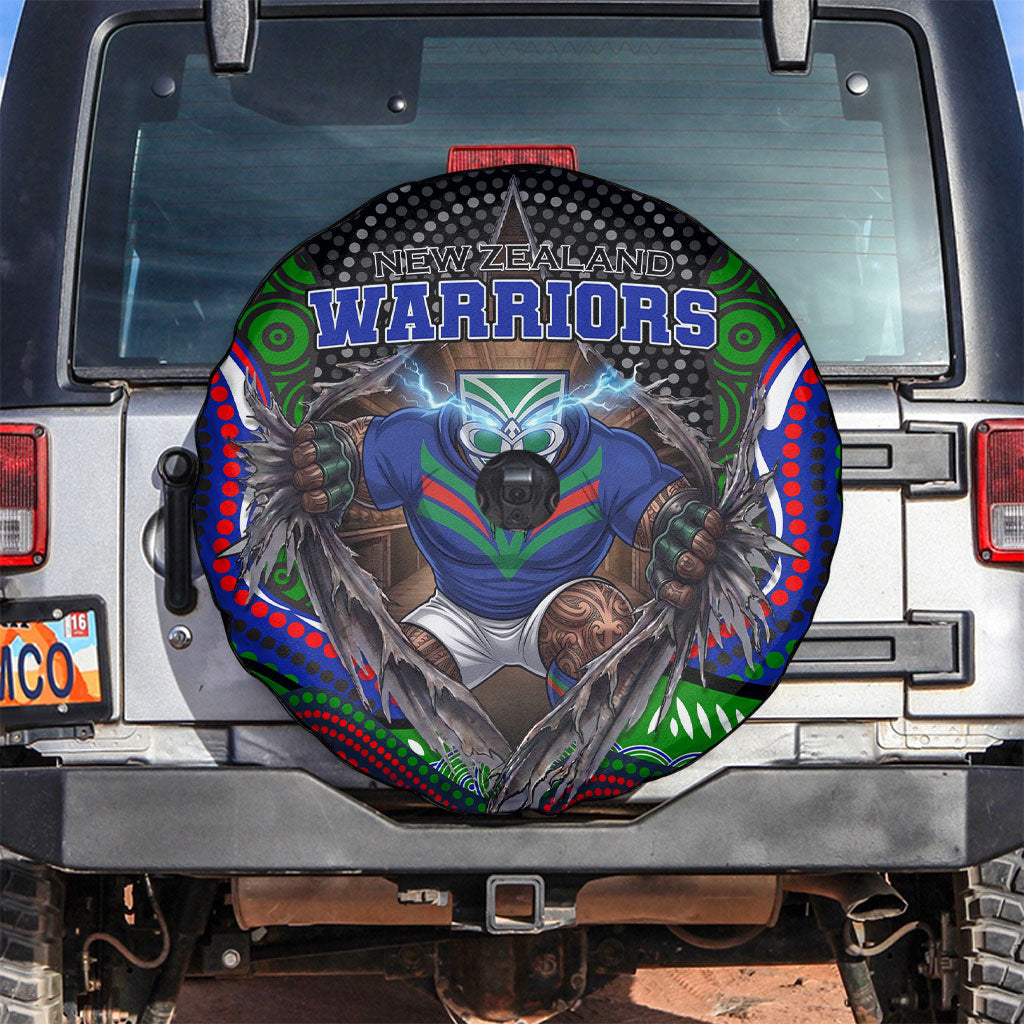 New Zealand Warriors Spare Tire Cover The Scream of Lightning Eyes - Indigenous Dot Ripping Effect