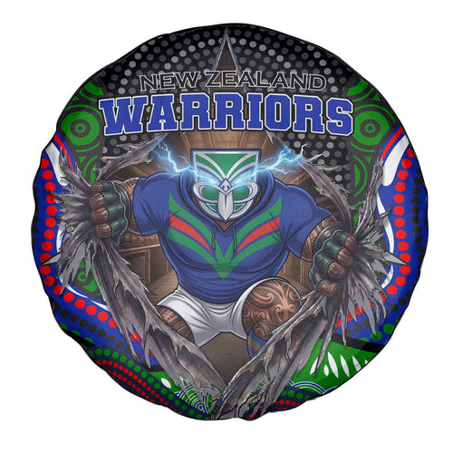 New Zealand Warriors Spare Tire Cover The Scream of Lightning Eyes - Indigenous Dot Ripping Effect