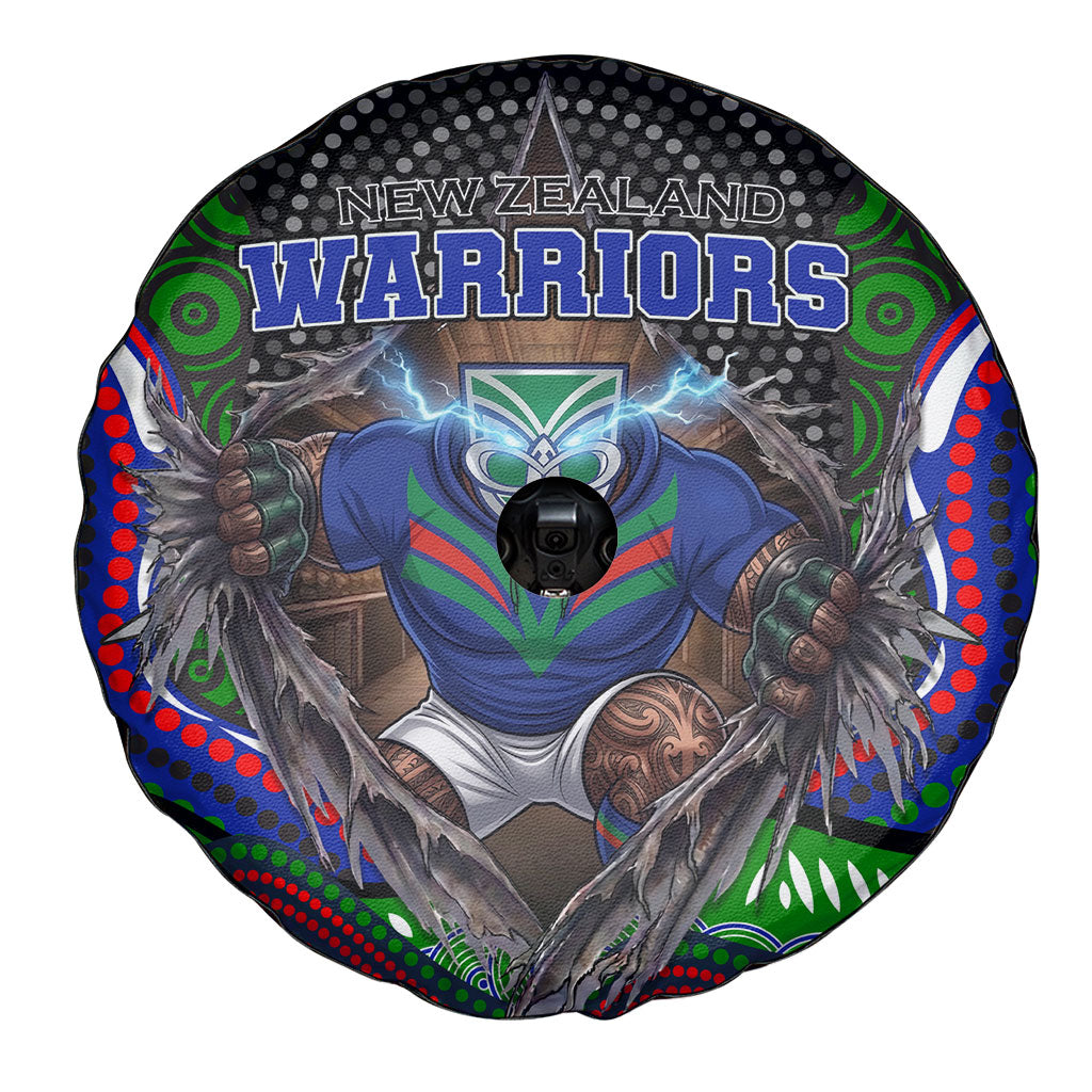 New Zealand Warriors Spare Tire Cover The Scream of Lightning Eyes - Indigenous Dot Ripping Effect