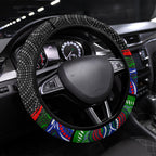 New Zealand Warriors Steering Wheel Cover The Scream of Lightning Eyes - Indigenous Dot Ripping Effect