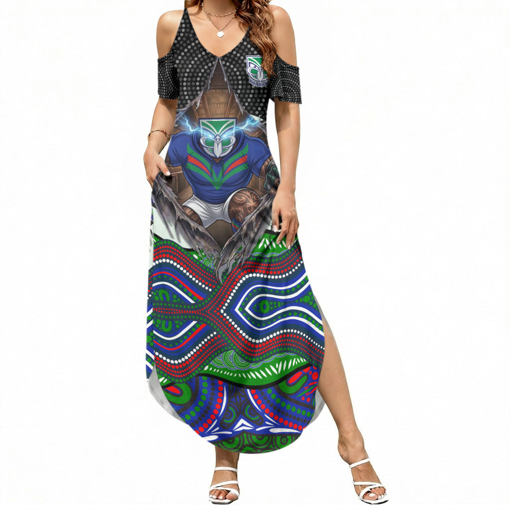 New Zealand Warriors Summer Maxi Dress The Scream of Lightning Eyes - Indigenous Dot Ripping Effect