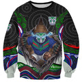 New Zealand Warriors Sweatshirt The Scream of Lightning Eyes - Indigenous Dot Ripping Effect