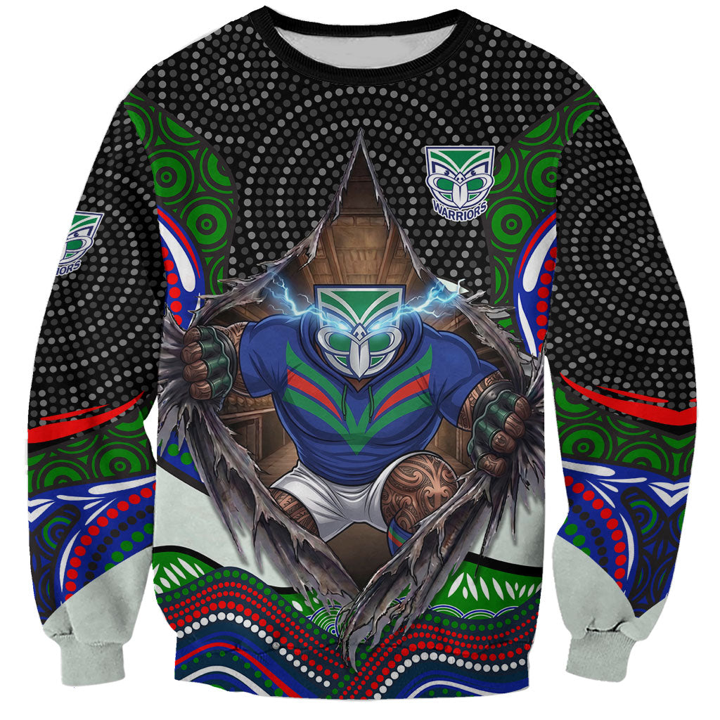 New Zealand Warriors Sweatshirt The Scream of Lightning Eyes - Indigenous Dot Ripping Effect