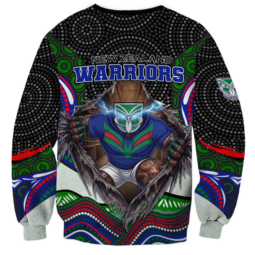 New Zealand Warriors Sweatshirt The Scream of Lightning Eyes - Indigenous Dot Ripping Effect