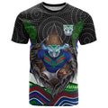 New Zealand Warriors T Shirt The Scream of Lightning Eyes - Indigenous Dot Ripping Effect