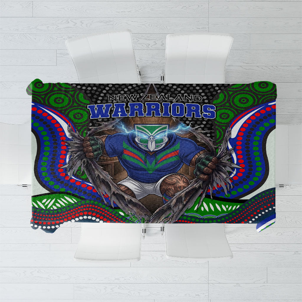 New Zealand Warriors Tablecloth The Scream of Lightning Eyes - Indigenous Dot Ripping Effect