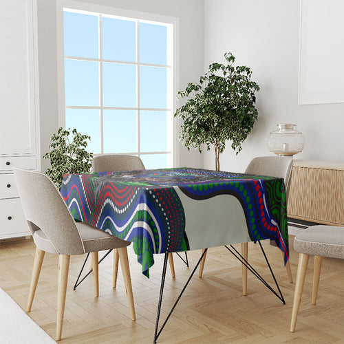 New Zealand Warriors Tablecloth The Scream of Lightning Eyes - Indigenous Dot Ripping Effect