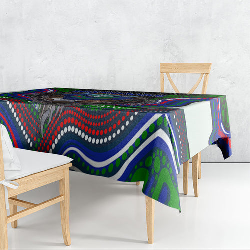 New Zealand Warriors Tablecloth The Scream of Lightning Eyes - Indigenous Dot Ripping Effect