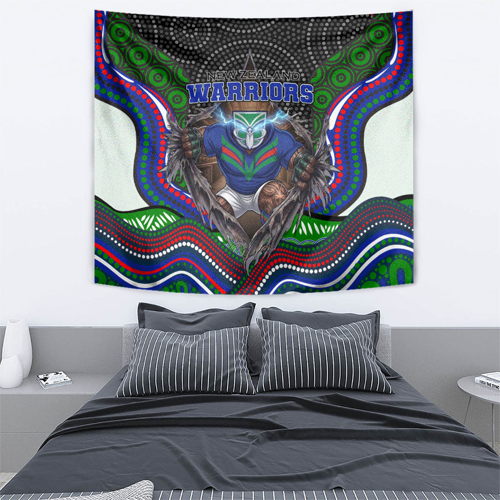 New Zealand Warriors Tapestry The Scream of Lightning Eyes - Indigenous Dot Ripping Effect