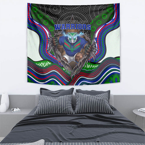 New Zealand Warriors Tapestry The Scream of Lightning Eyes - Indigenous Dot Ripping Effect