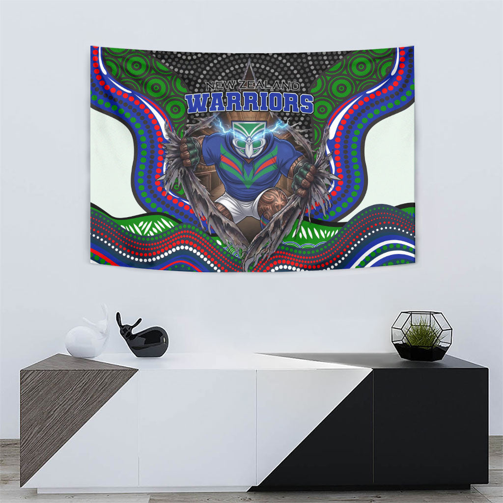 New Zealand Warriors Tapestry The Scream of Lightning Eyes - Indigenous Dot Ripping Effect