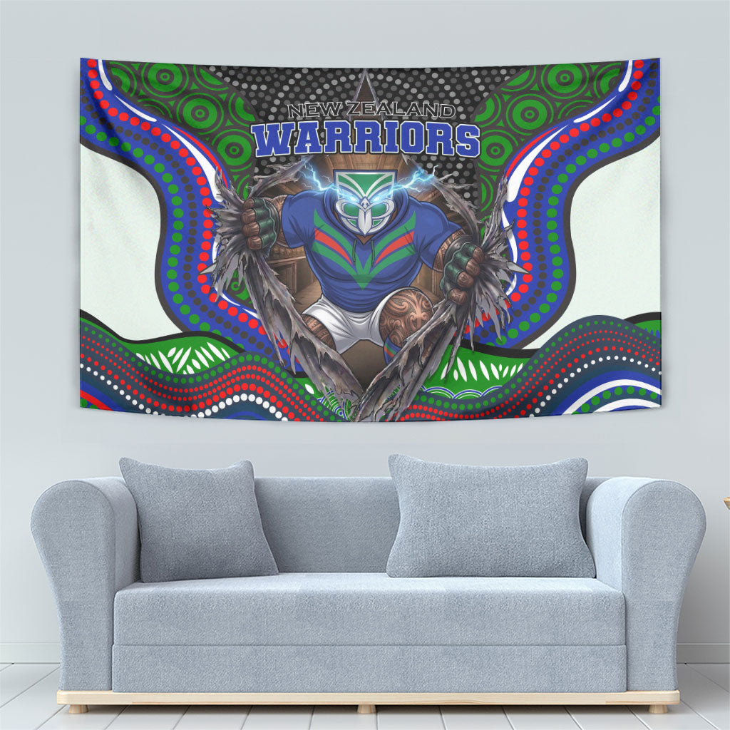 New Zealand Warriors Tapestry The Scream of Lightning Eyes - Indigenous Dot Ripping Effect