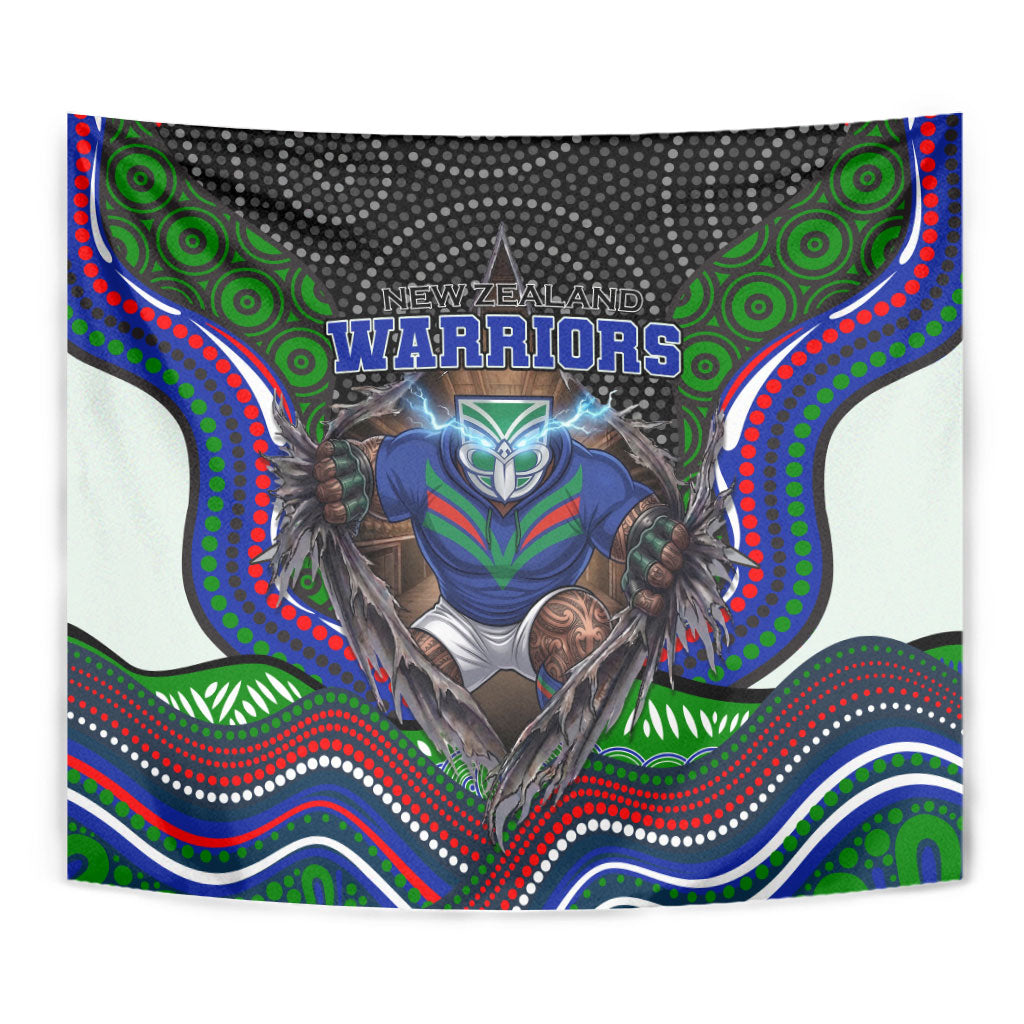 New Zealand Warriors Tapestry The Scream of Lightning Eyes - Indigenous Dot Ripping Effect