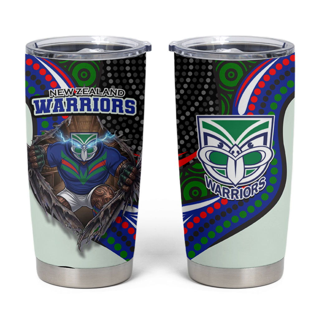 New Zealand Warriors Tumbler Cup The Scream of Lightning Eyes - Indigenous Dot Ripping Effect