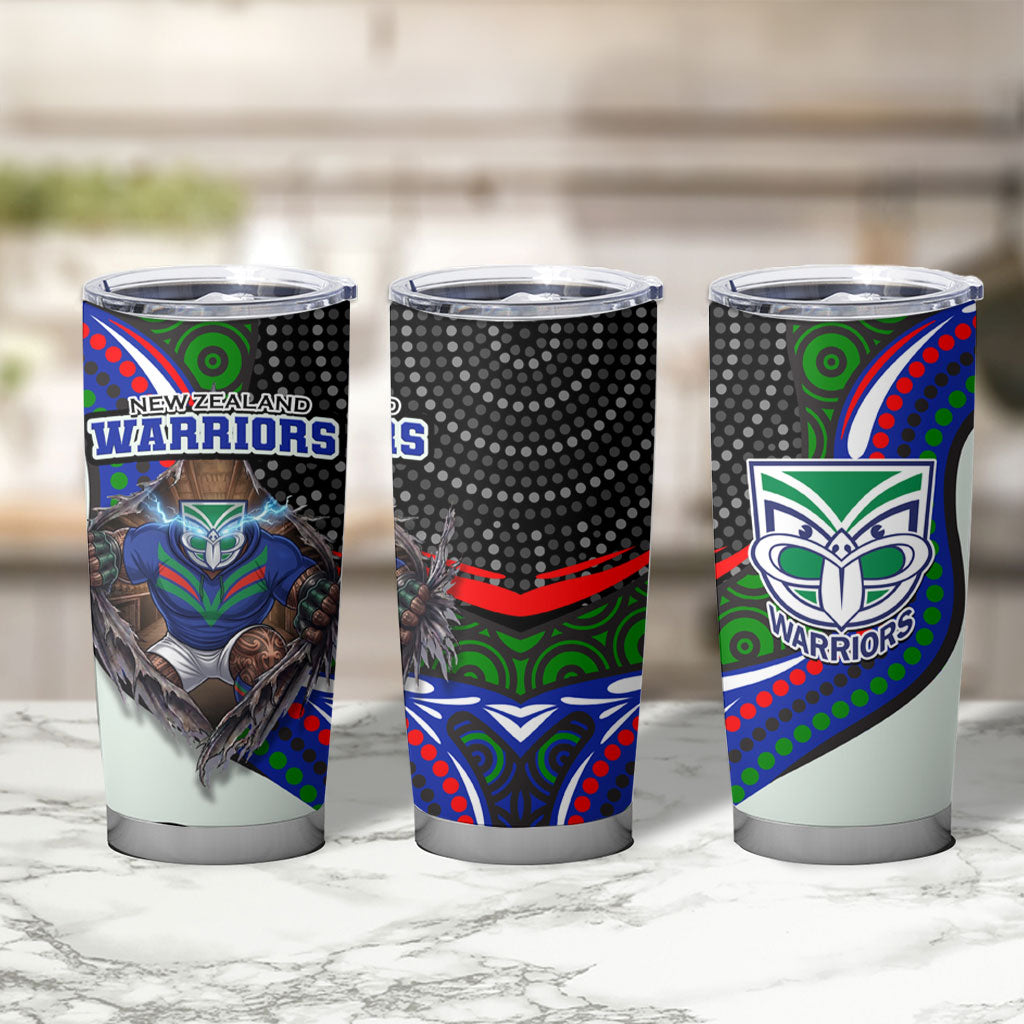New Zealand Warriors Tumbler Cup The Scream of Lightning Eyes - Indigenous Dot Ripping Effect