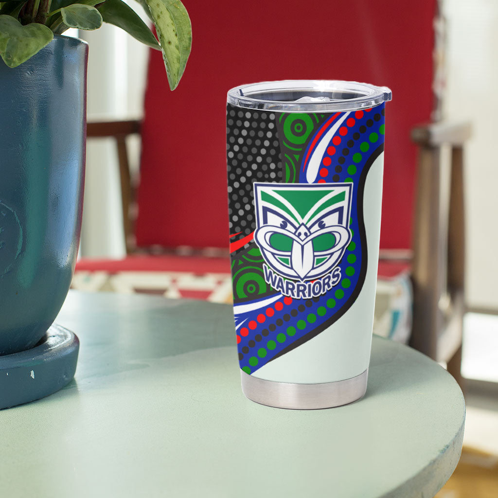 New Zealand Warriors Tumbler Cup The Scream of Lightning Eyes - Indigenous Dot Ripping Effect