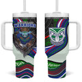 New Zealand Warriors Tumbler With Handle The Scream of Lightning Eyes - Indigenous Dot Ripping Effect